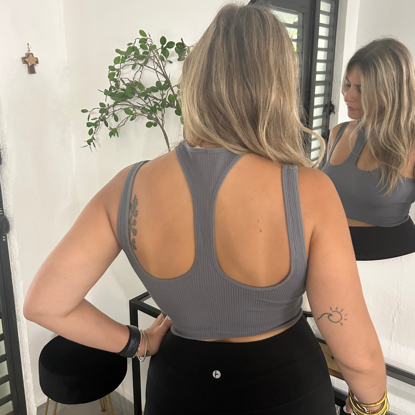 Charcoal Gray Cut Out Crop Top