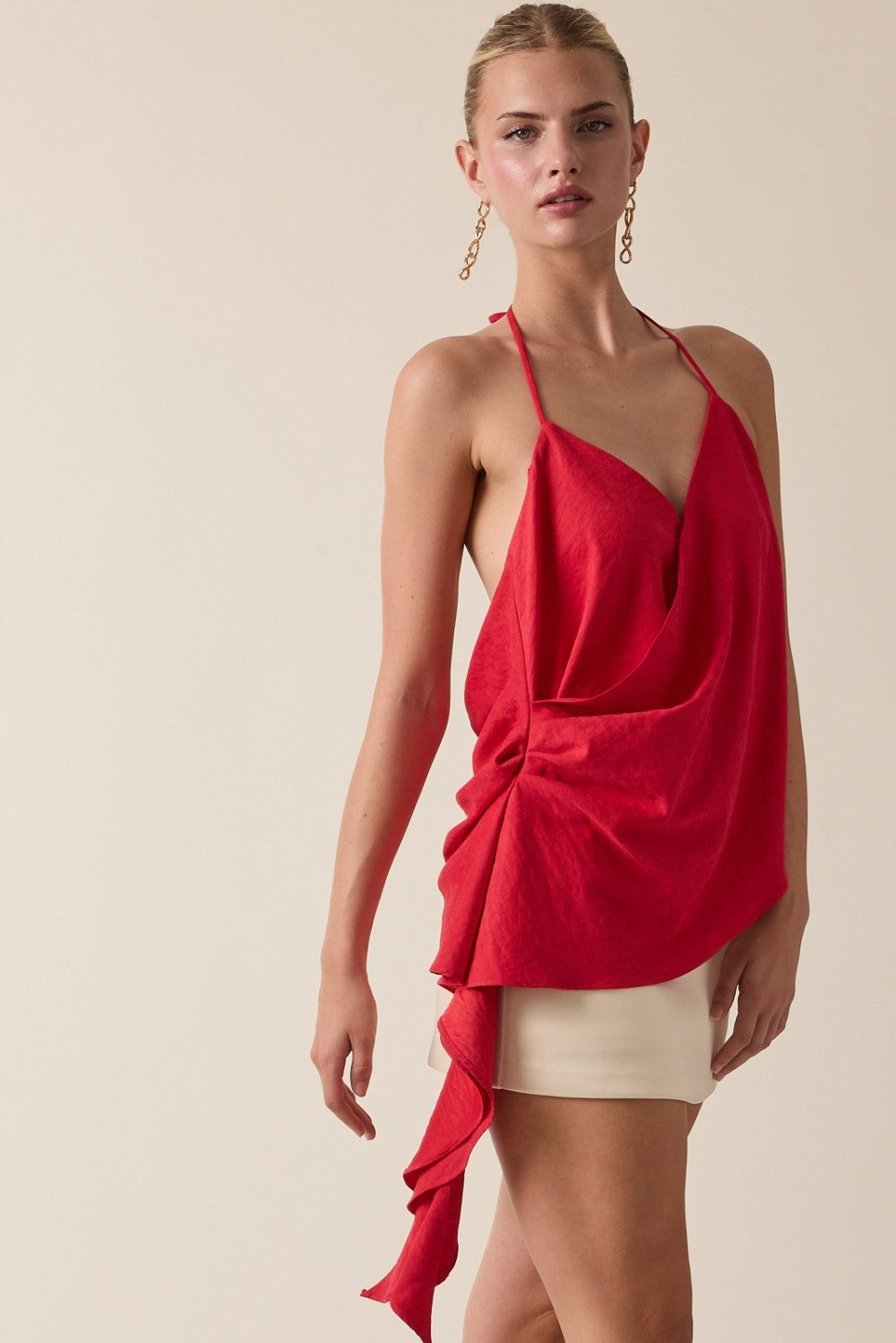 Red Ruffle Halter