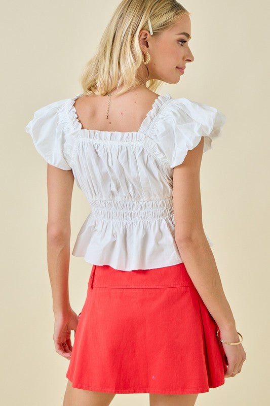 Ruffle Poplin Blouse