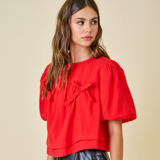 Bubble Sleeves & Bows Blouse