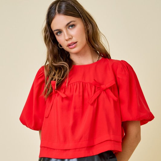 Bubble Sleeves & Bows Blouse