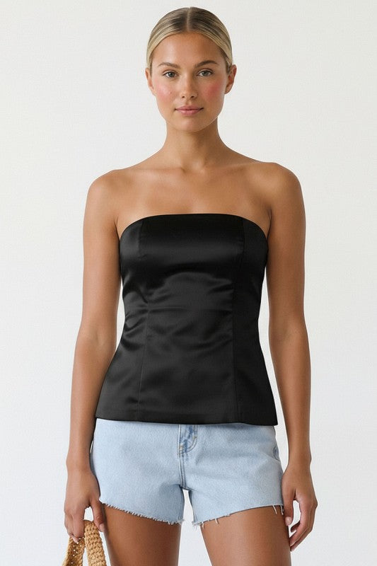 Black Satin Tube Top
