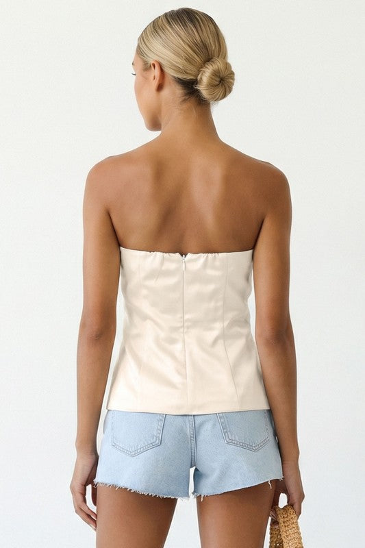 Light Tan Satin Tube Top