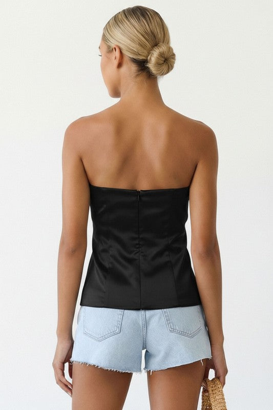 Black Satin Tube Top
