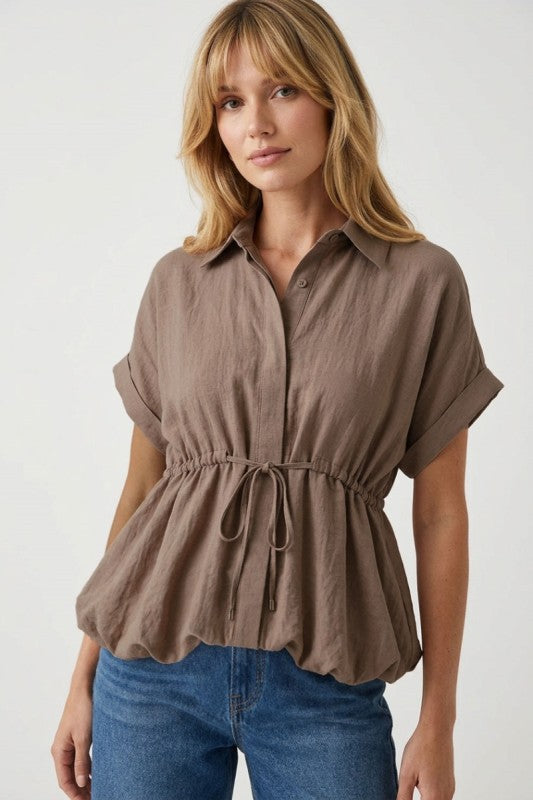 Drawstring Hem Blouse