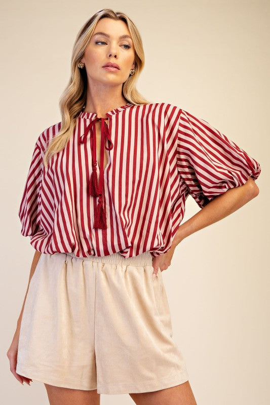 Tassel Stripes Blouse