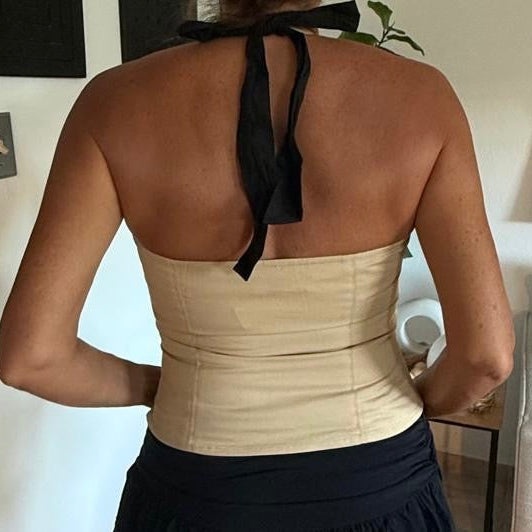Contrast Tie Halter Top
