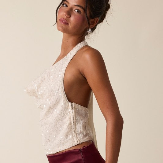 Luna Sequin Halter Top
