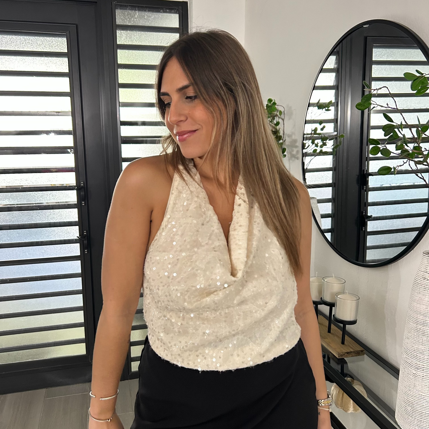 Luna Sequin Halter Top