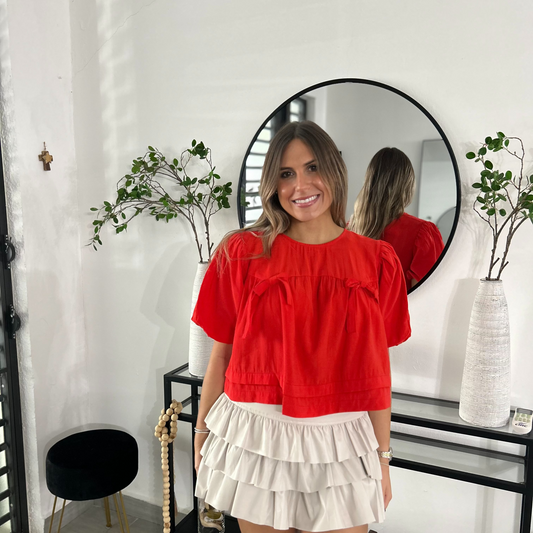 Bubble Sleeves & Bows Blouse